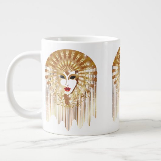 Golden Venice Carnival Party Masker Extra Grote Beker (Links)