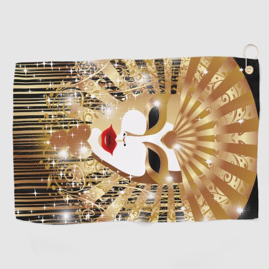 Golden Venice Carnival Party Masker Golfhanddoek (Horizontaal)