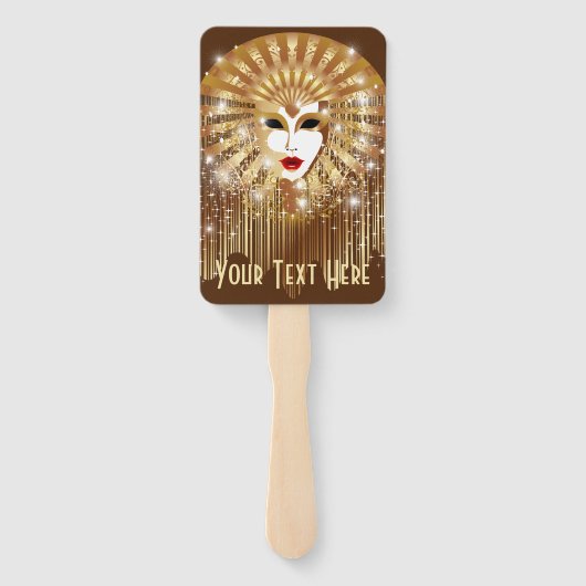 Golden Venice Carnival Party Masker Handwaaier (Achterkant)