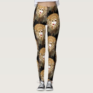 Golden Venice Carnival Party Masker Leggings