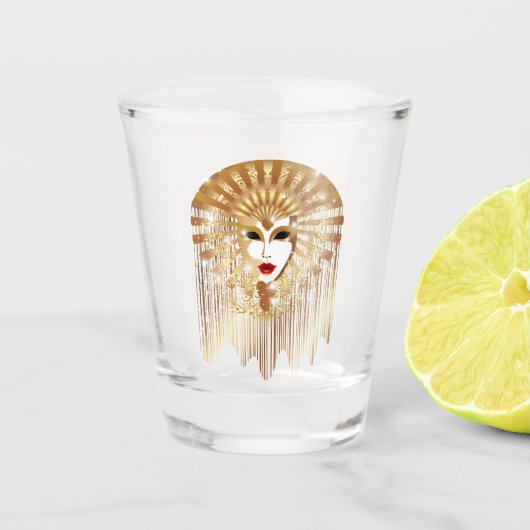 Golden Venice Carnival Party Masker Shot Glas (Voorkant)
