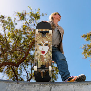 Golden Venice Carnival Party Masker Skateboard