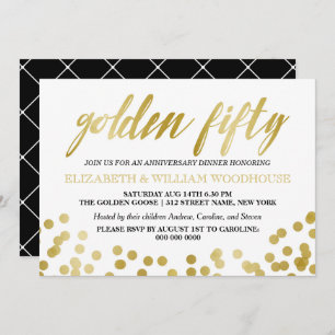 Golden vijftigse Confetti   50e Jubileum diner Kaart