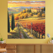 Golden Vineyard Path – Toscane Premium Canvas Afdruk (Insitu (Woonkamer))
