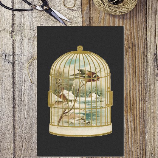 Golden  vogelkooi Winter Scene Tissuepapier