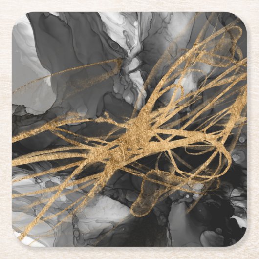 Golden Vortex I Vierkante Kartonnen Onderzetter (Voorkant)
