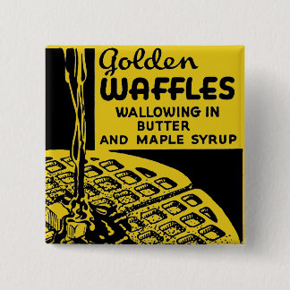 Golden Waffles Breakfast Vierkante Button 5,1 Cm
