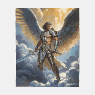 Golden Warrior of Heaven Archangel Michael Fleece Deken
