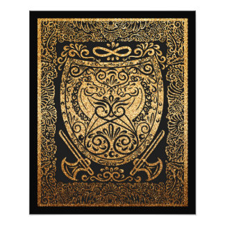 Golden Warrior Shield - Intrigerend Viking-geïnspi Foto Afdruk