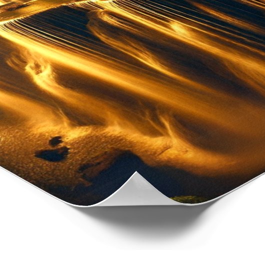 Golden Waterfall Abstracte muurkunst Poster (Hoek)