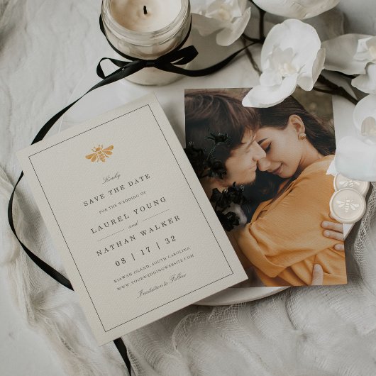 Golden Waterverf Bee Foto Save The Date