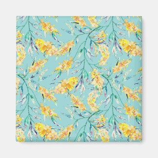 Golden Wattle Branch in Blue Magneet