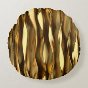 Golden Wave 3D render. Rond Kussen