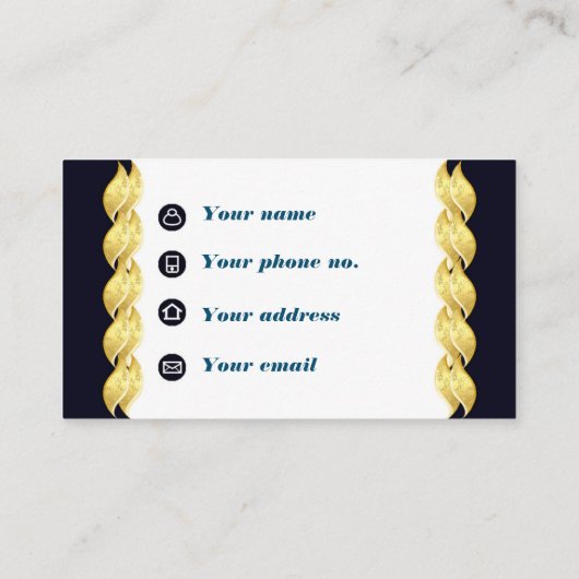 Golden Wave on White Design Visitekaartje (Achterkant)