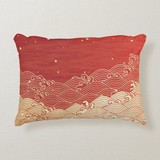 Golden Wave Paper Texture Pattern Accent Kussen (Voorkant)