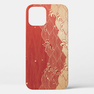 Golden Wave Paper Texture Pattern iPhone 12 Hoesje