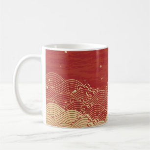 Golden Wave Paper Texture Pattern Koffiemok