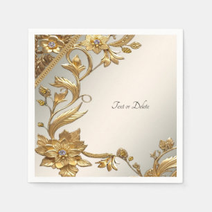 Golden Wavy bladeren Bloemen Servet