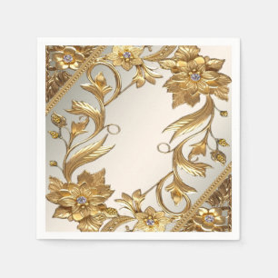 Golden Wavy bladeren Bloemen Servet