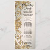 Golden Wavy Feuille Floral Wedding Programme (Dos)