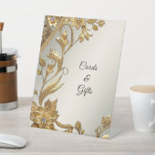 Golden Wavy verlaat Bloemen Tafel Tekens Reclamebord Met Voetstuk (Insitu)