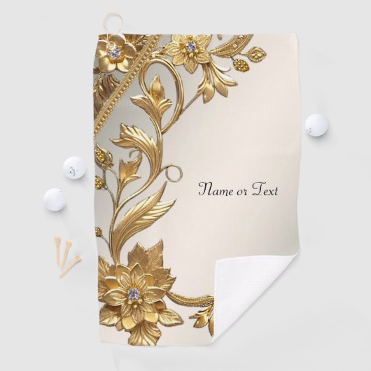 Golden Wavy verlaat Floral Golf Handdoek (Insitu)