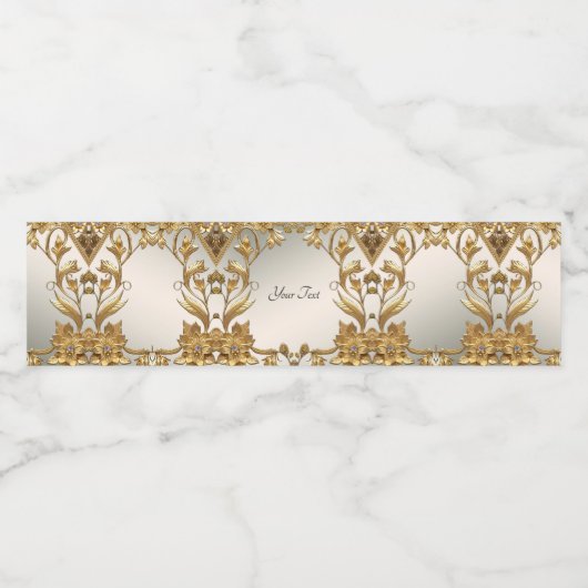 Golden Wavy verlaat Floral Water Bottle Label Waterfles Etiket (Enkel label)