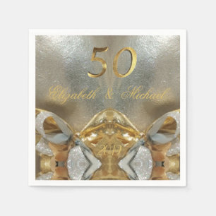 Golden Wedding 50th Jubileum Elegant Faux Gold Servet