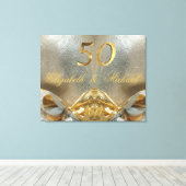 Golden Wedding 50th Wedding Jubileum Gold Canvas Afdruk (Insitu (Houten vloer))