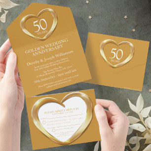 Golden wedding anniversary 50 years party event all in one uitnodiging