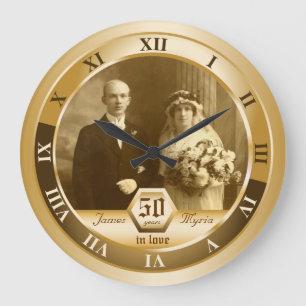 Golden Wedding Anniversary Customizable Photo Gift Grote Klok