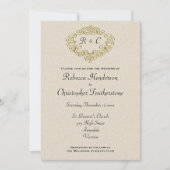 Golden Wedding Crest Monogrammed Elegance Bruiloft Kaart (Voorkant)