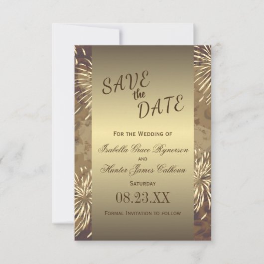 Golden Wedding Fireworks Save The Date (Voorkant)