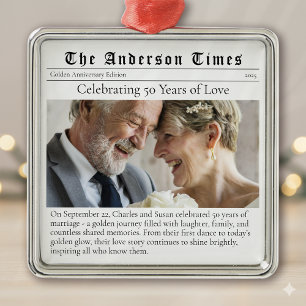 Golden Wedding Jubileum 50 jaar getrouwd Foto Metalen Ornament