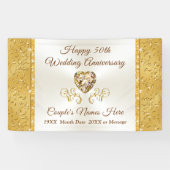 Golden Wedding Jubileum Banners, gepersonaliseerd Spandoek (Horizontaal)