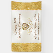 Golden Wedding Jubileum Banners, gepersonaliseerd Spandoek (Verticaal)