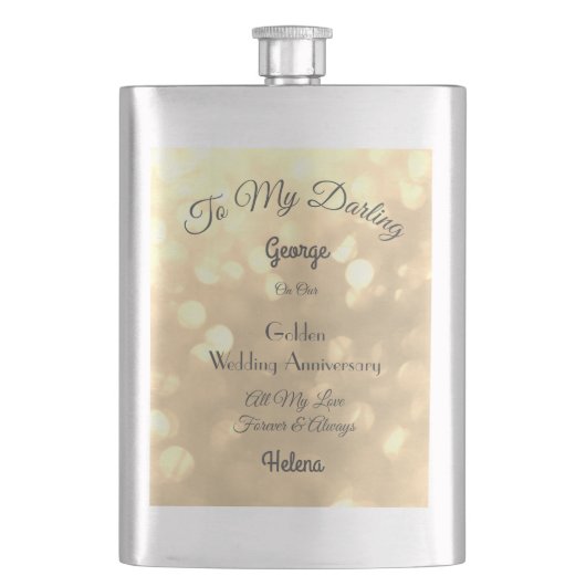 Golden Wedding Jubileum Classic Flask Flacon (Voorkant)