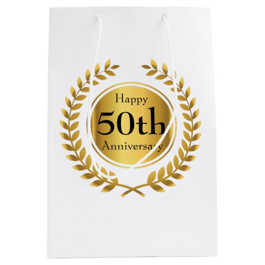 Golden Wedding Jubileum Custom Medium Cadeauzakje (Voorkant)