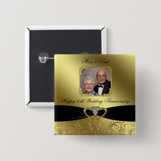 Golden Wedding Jubileum Foto Button (Voorkant /achterkant)