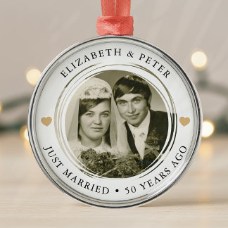 Golden Wedding Jubileum Foto Metalen Ornament