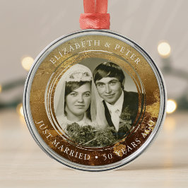 Golden Wedding Jubileum Foto Metalen Ornament