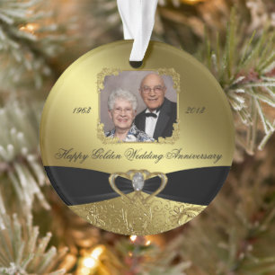 Golden Wedding Jubileum Foto Ornament