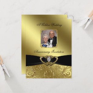 Golden Wedding Jubileum Fotouitnodiging Kaart