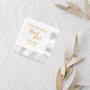 Golden Wedding Jubileum gestileerd Dank u Folie Servetten