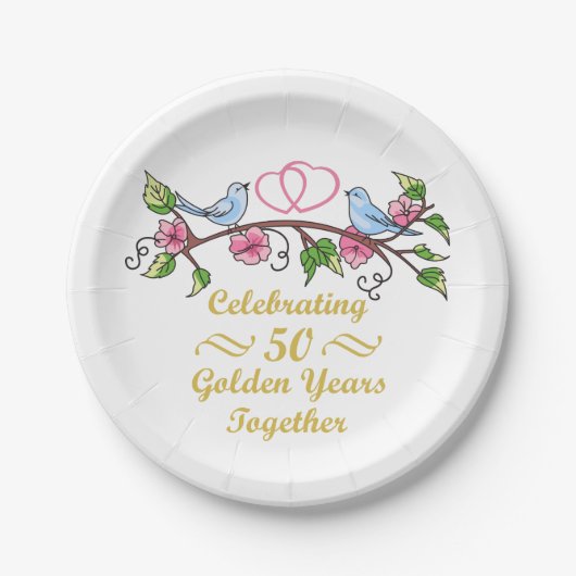 Golden Wedding Jubileum Papieren Bordje (Voorkant)