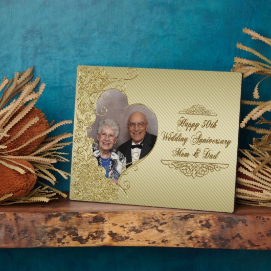 Golden Wedding Jubileum Photo Plaque Fotoplaat (Zijkant)