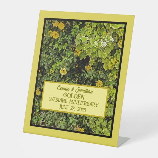 Golden Wedding Jubileum Reclamebord Met Voetstuk (Voorkant)