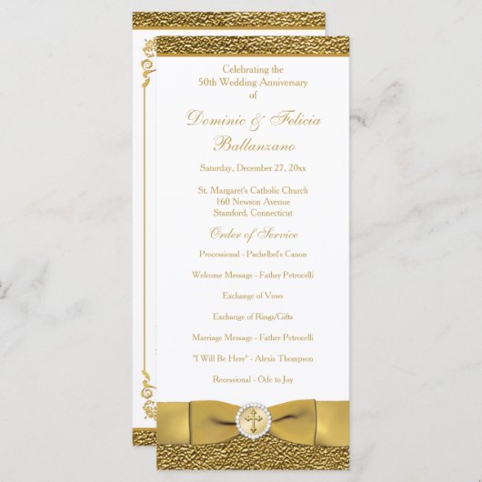 Golden Wedding Jubileum Vow Renewal Programme Programma (Voorkant / Achterkant)