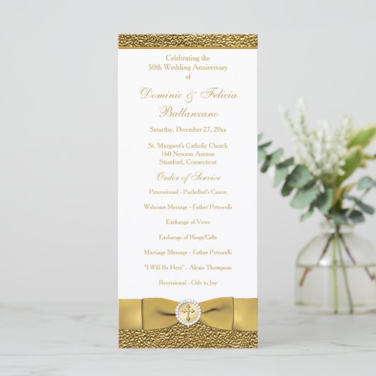 Golden Wedding Jubileum Vow Renewal Programme Programma (Staand voorkant)