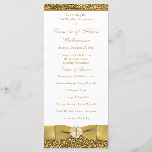 Golden Wedding Jubileum Vow Renewal Programme Programma (Voorkant)